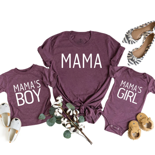 Mama Or Mama's Boy & Girl Mother's Day Gift Matching T-Shirt