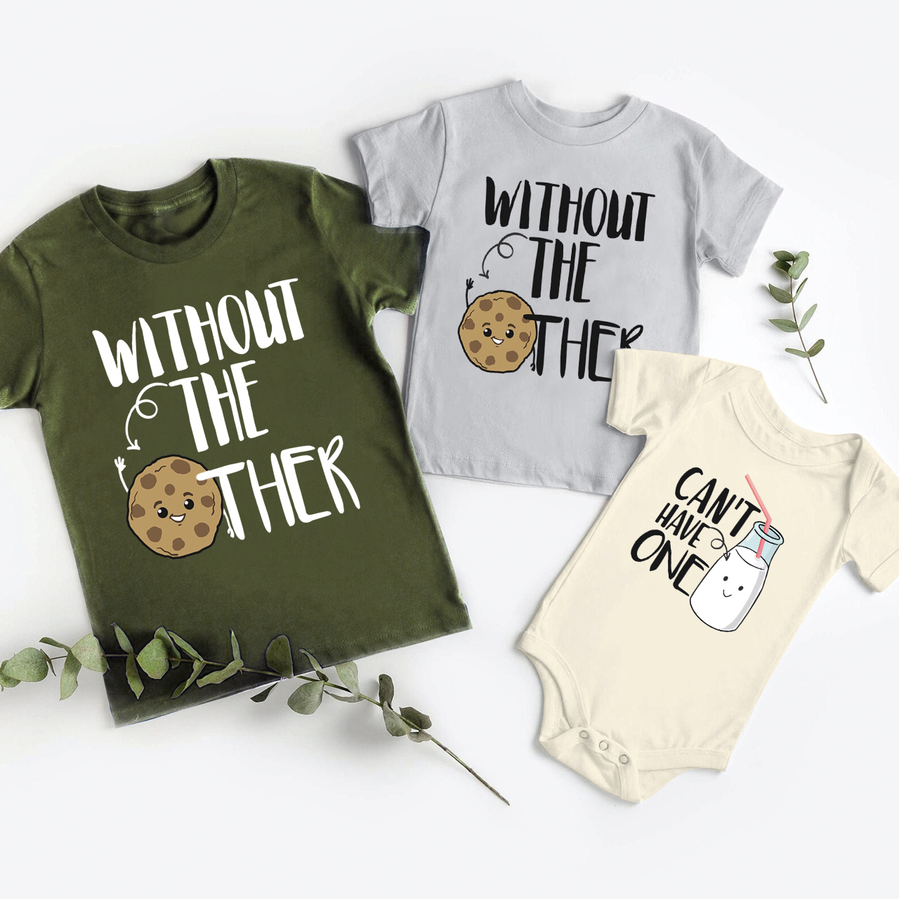 Personalized Milk And Cookie Matching Tees For Siblings