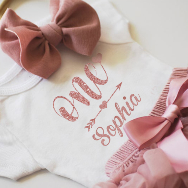 3 Pieces Personalized Name Love Arrow Baby Girl Tutu Outfit Set