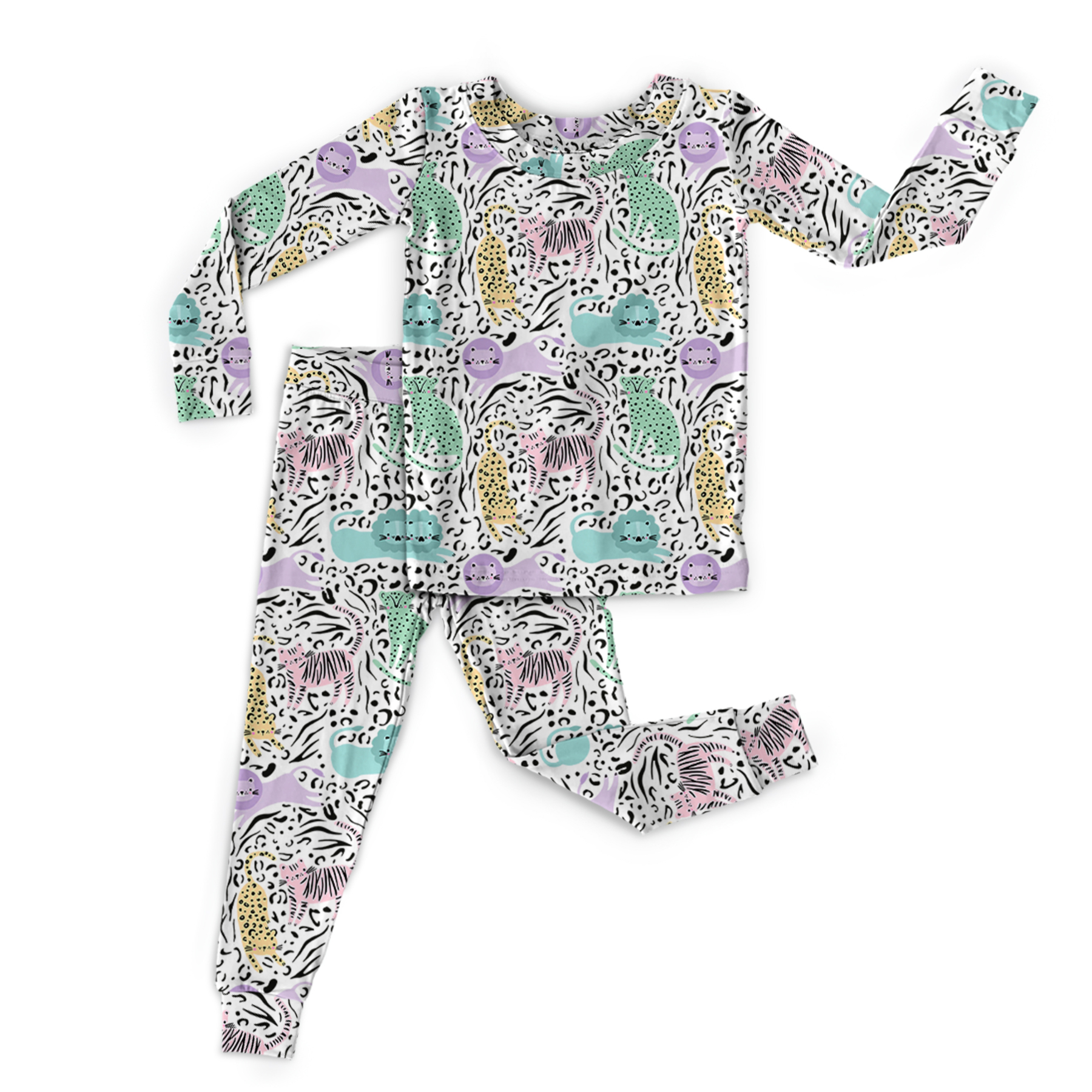 Wild Cat Two-Piece Pajama Set For Kids
