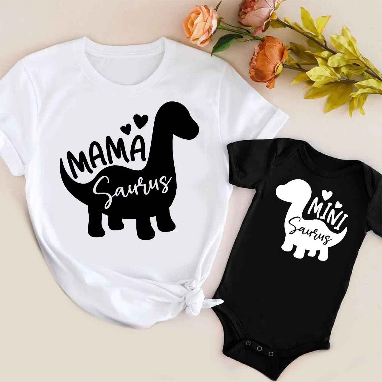 Dinosaur Silhouette T-Shirts For Mom&Me