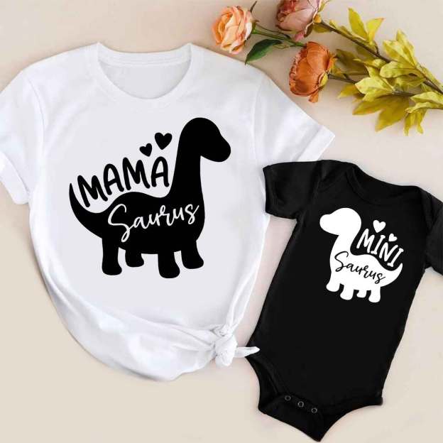 Dinosaur Silhouette T-Shirts For Mom&Me