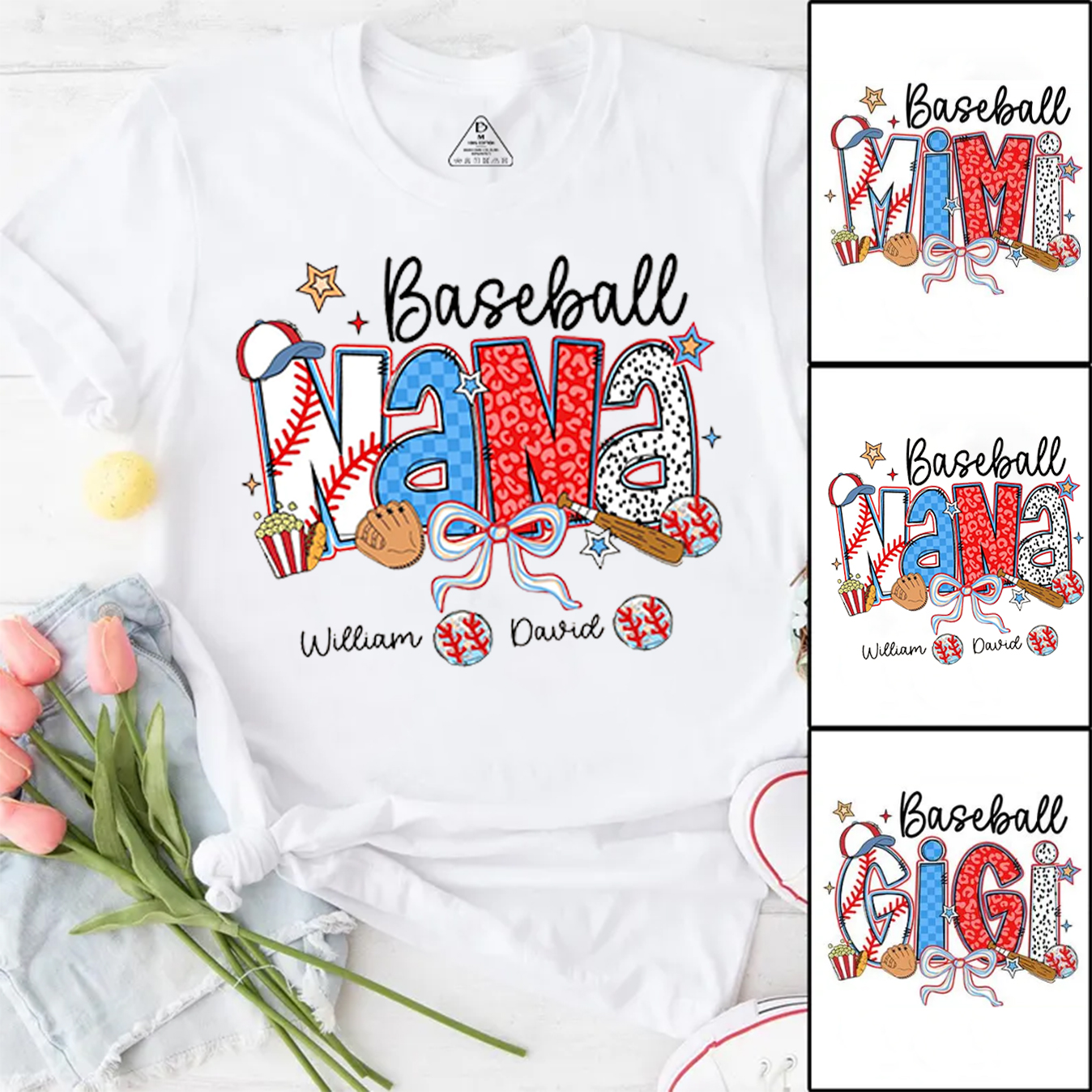 Personalized Baseball Coquette Bow Mama T-Shirts