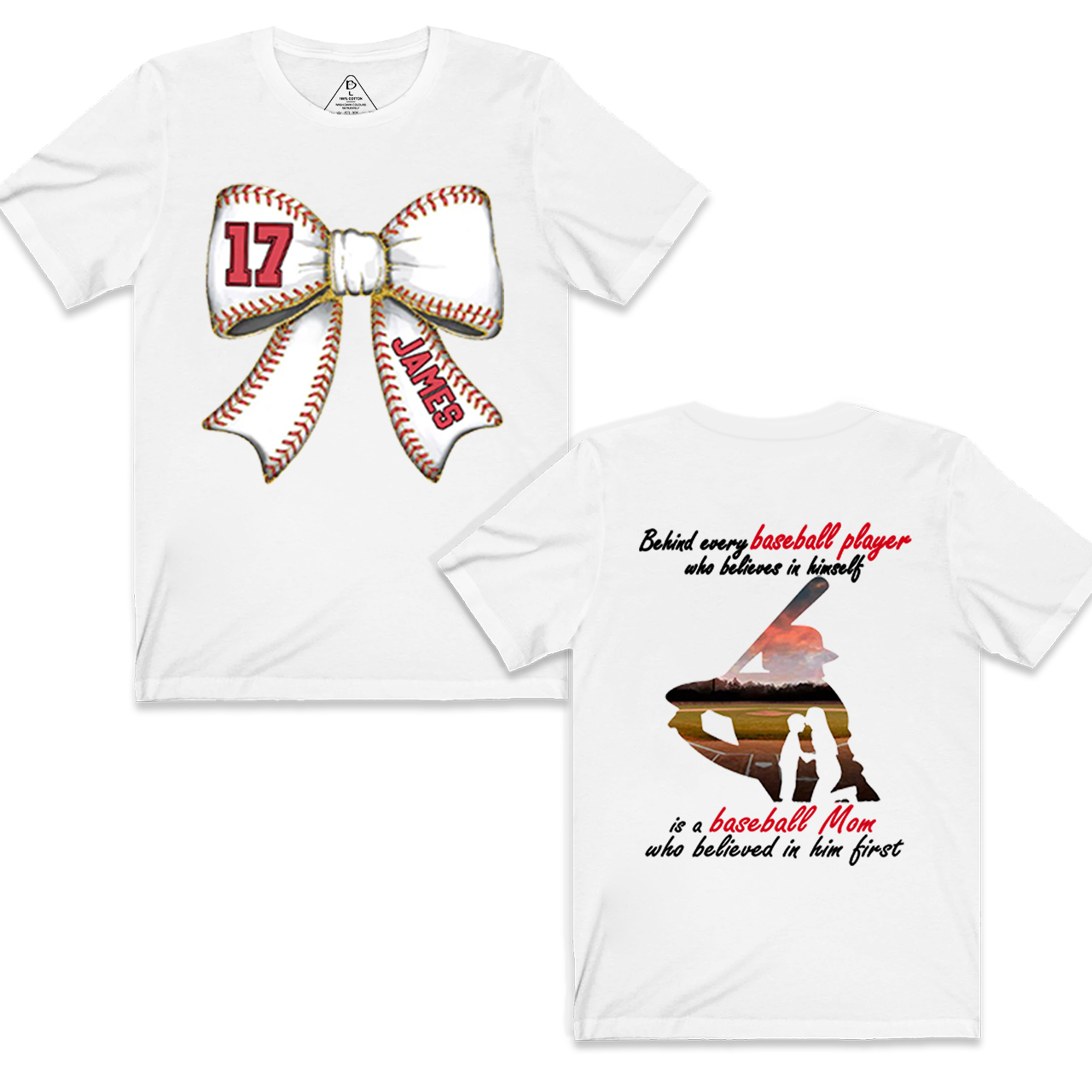 Personalized Baseball Bow Mama T-Shirts