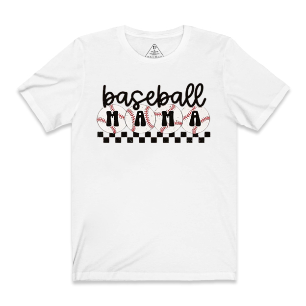 Checkered Baseball Mama T-Shirts
