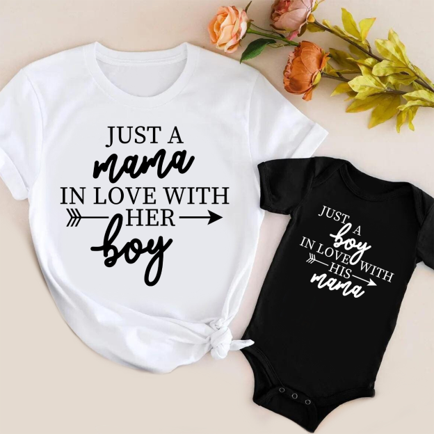 Just A Boy In Love With His Mama Matching T-Shirts For Mom&Me