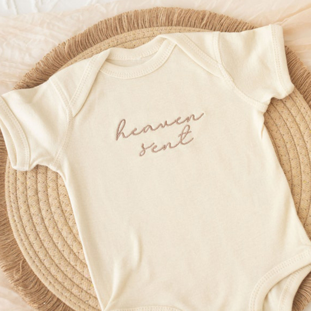 Heaven Sent Embroidered Bodysuit For Baby