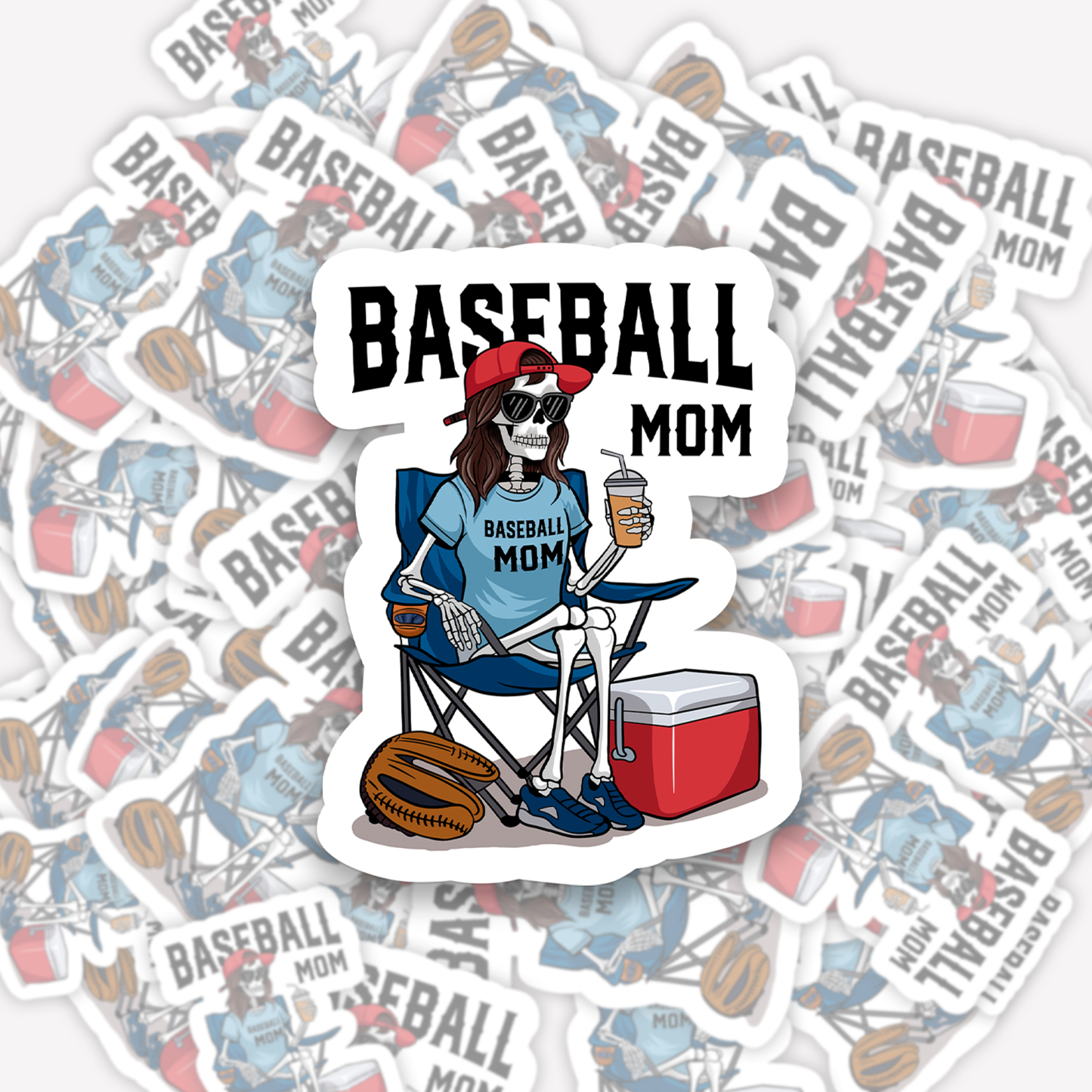 Baseball Mom Skeleton Gift Stickers