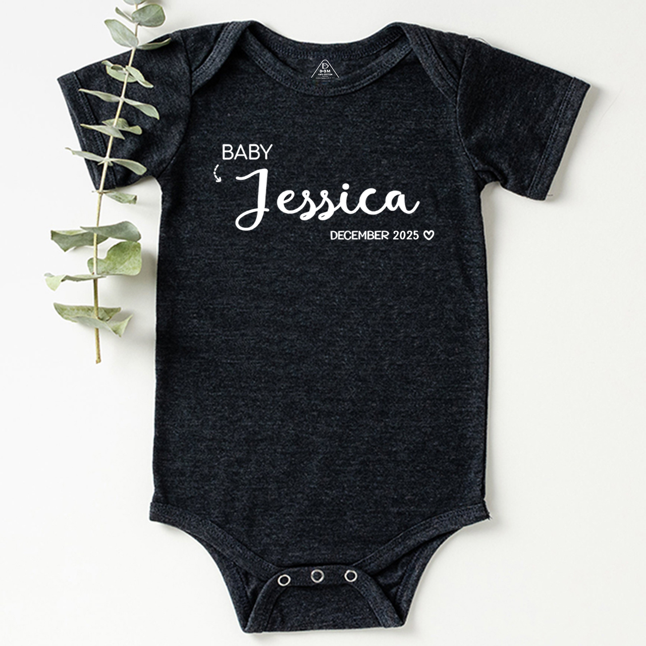 Baby Name & Birthday Personalization Bodysuit For Baby 