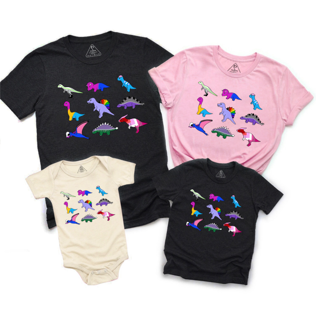 Pride Dinosaurs LGBTQ Family Matching Tees Beepumpkin