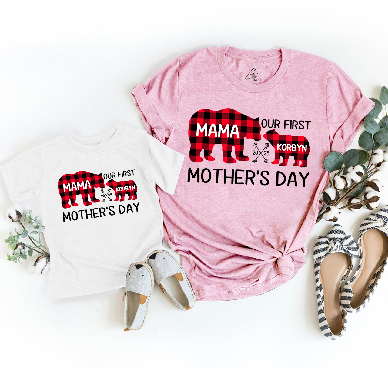 Mommy & Baby Plaid Bear Matching 