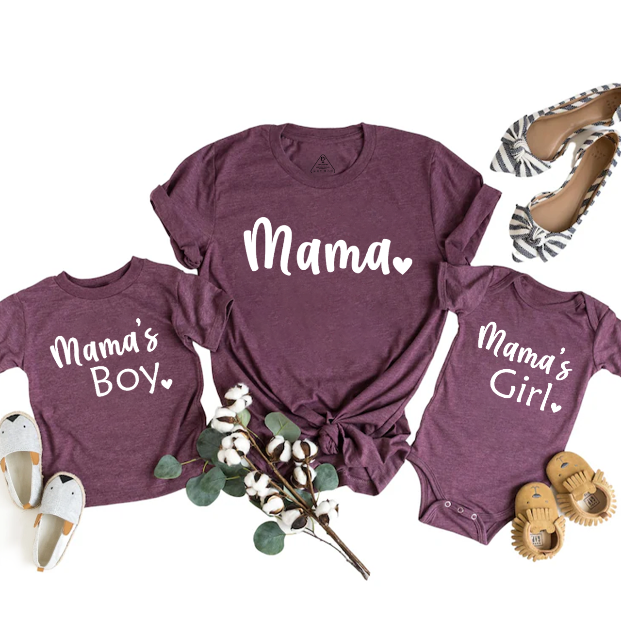 Personalized Mama's Boy Mama's Girl Mom&Me Matching Tees