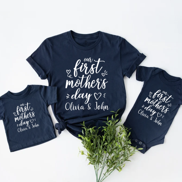 Personalized Our First Mothers Day Mom&Me Matching Tees