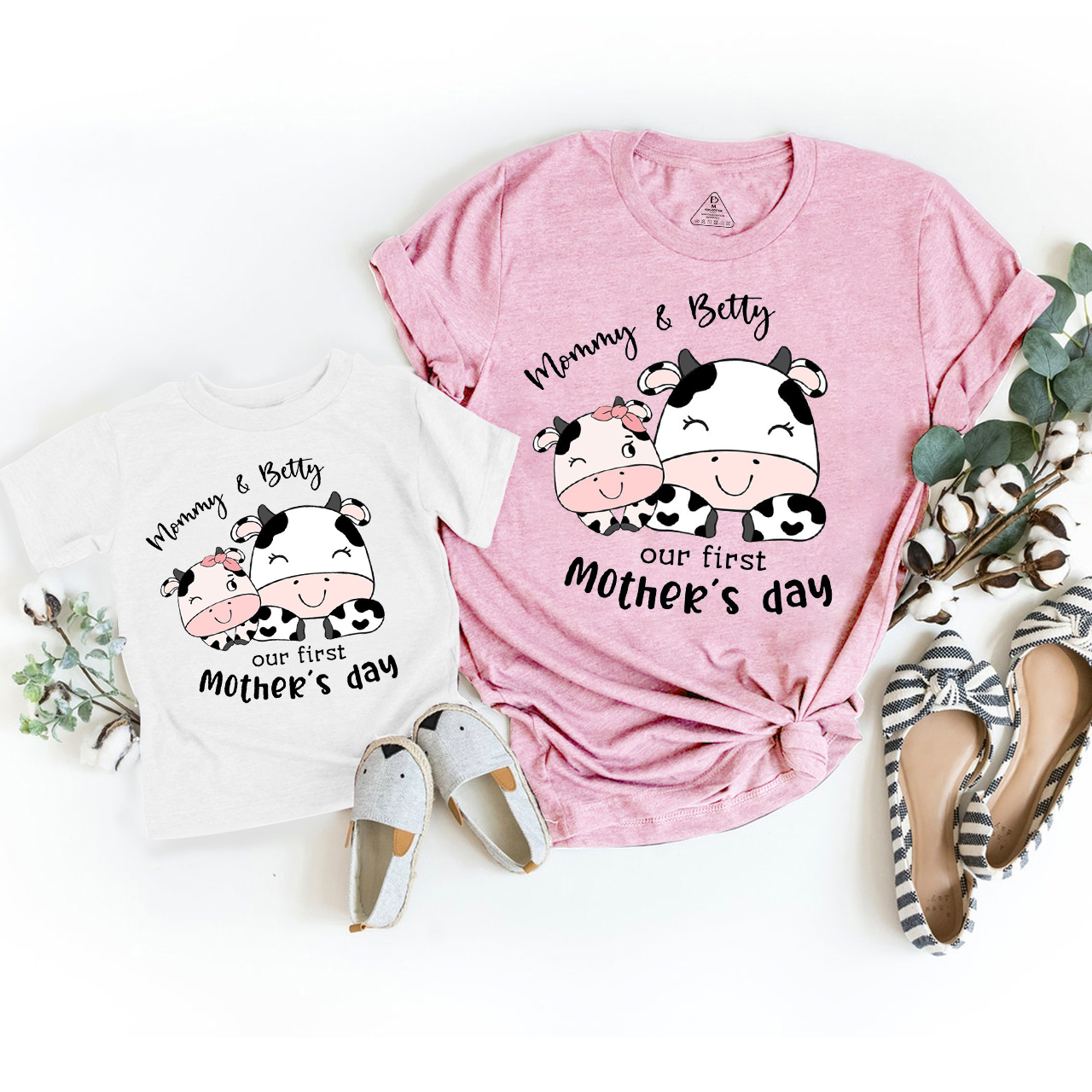 Personalized Cows Celebrate Mother's Day Matching Tees