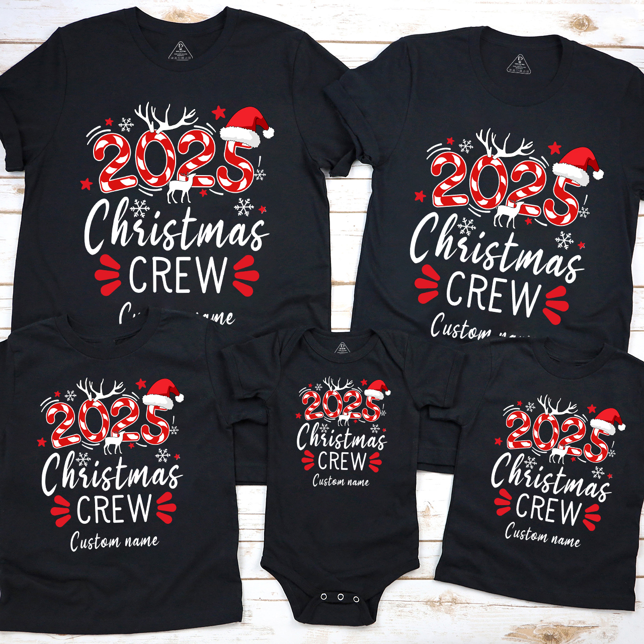 Candy Cane Personalized Christmas Crew Family Matching T-Shirts Beepumpkin