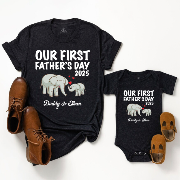 Personalized Elephant Love Launch Dad&Me Matching Shirts
