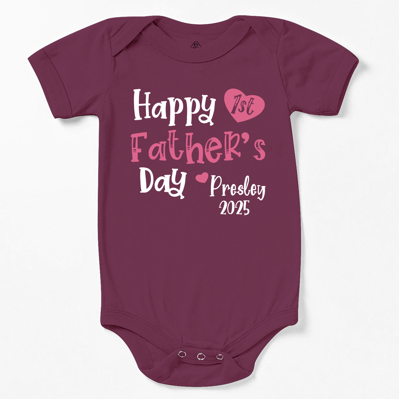 Happy 1st Father’s Day Pink Bodysuit Beepumpkin