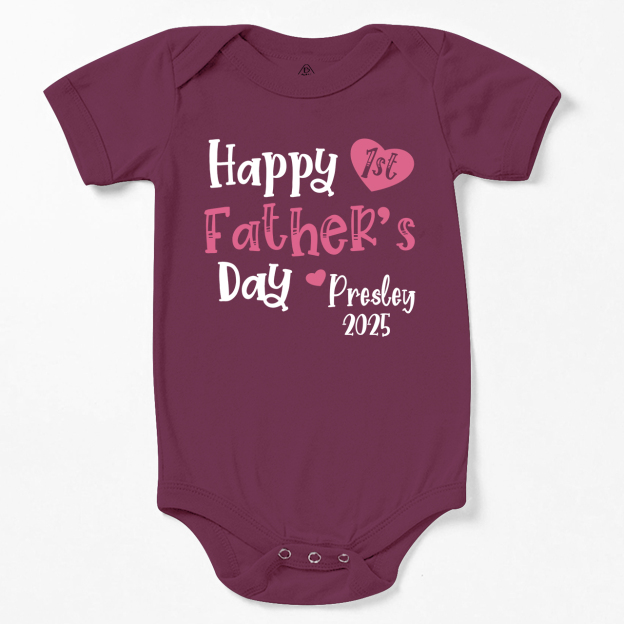 Happy 1st Father’s Day Pink Bodysuit Beepumpkin