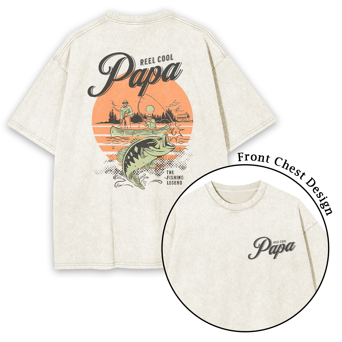 Personalized Cool Dad Fishing Washed T-Shirts