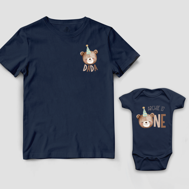 Personalized Bear 1st Birthday Dad&Me Matching Shirts