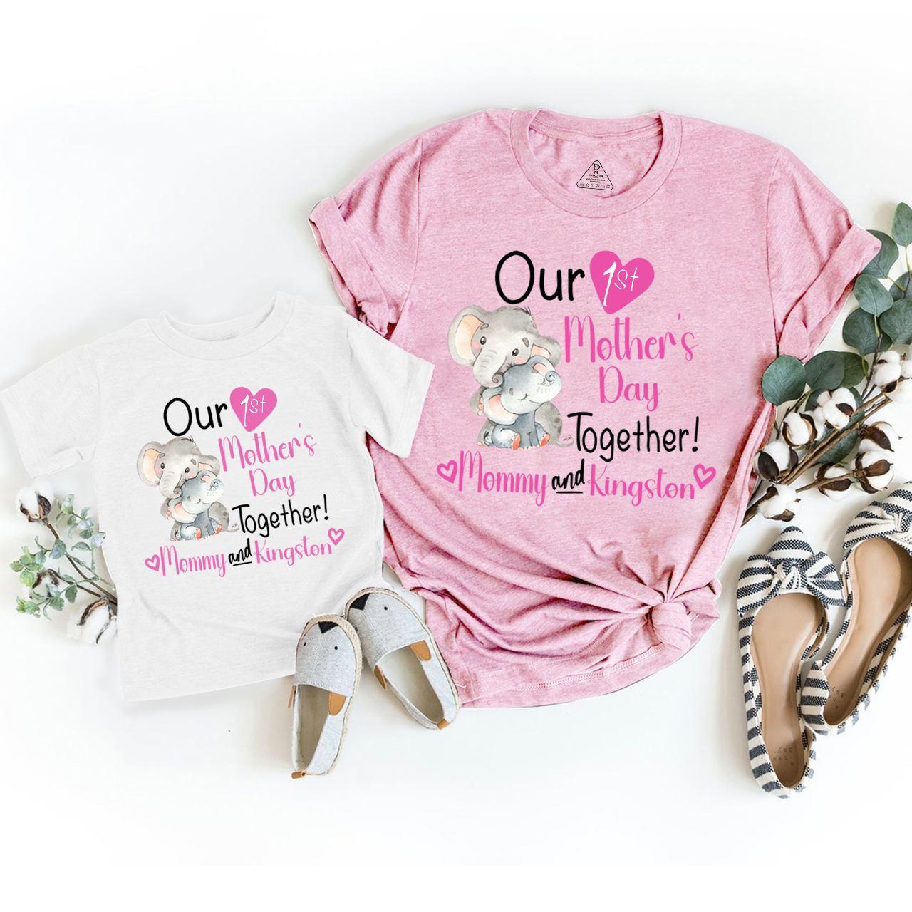 Personalized Names First Mother's Day Mom&Me Matching Tees