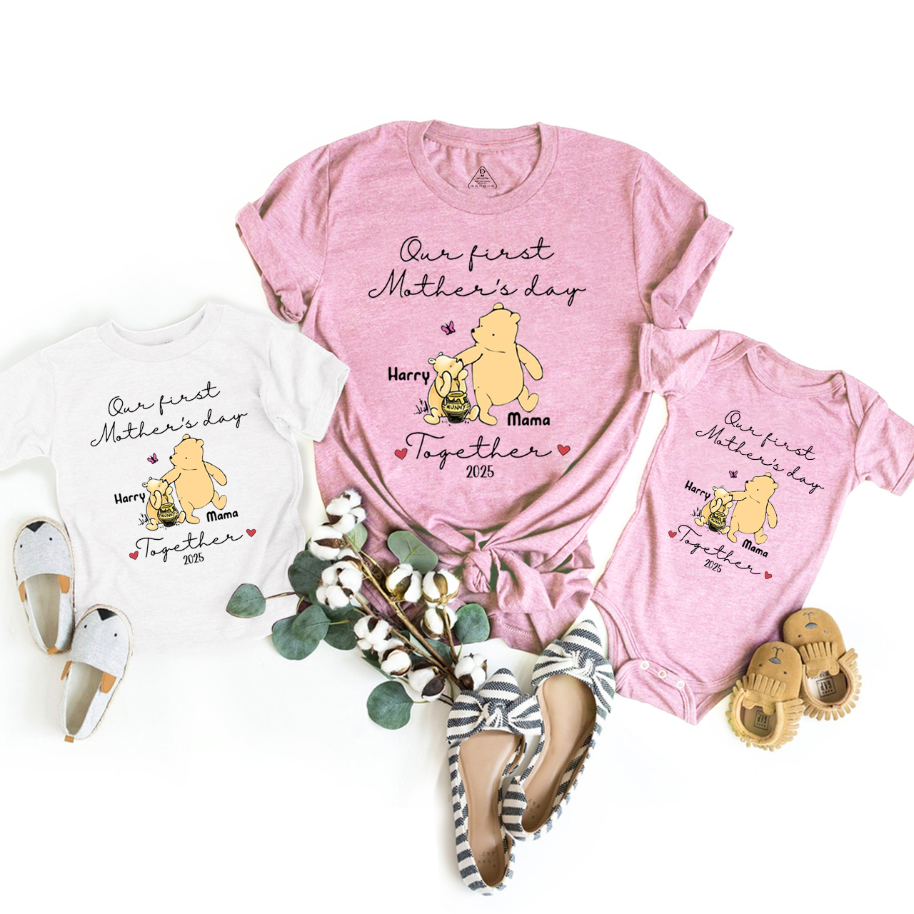  Personalized Name Honey Bear Mom&Me Matching Tees