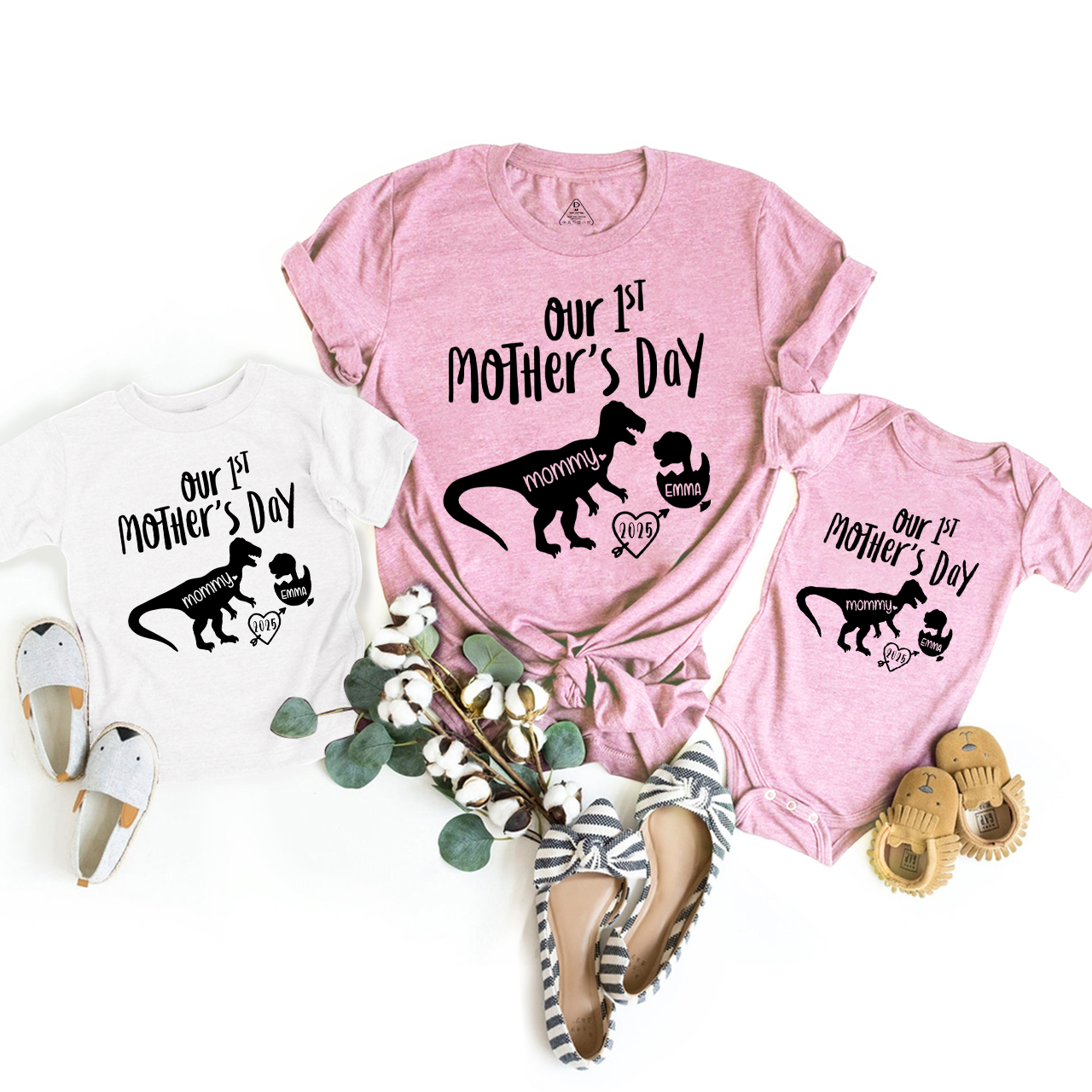 Personalized Name Dinosaur Mom&Me Matching Tees