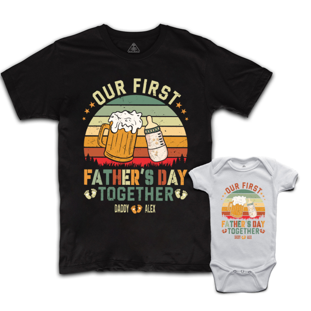 Personalized Our First Fathers Day Together Dad&Me Matching Shirts
