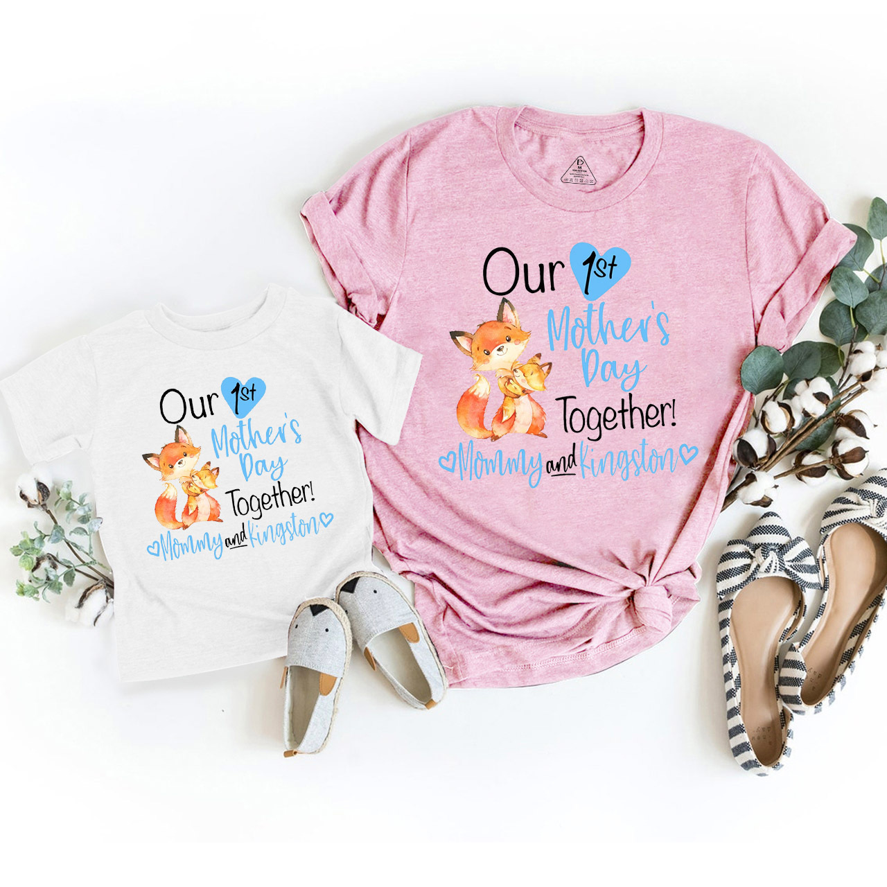Personalized Our First Mothers Day Fox Mom&Me Matching Tees