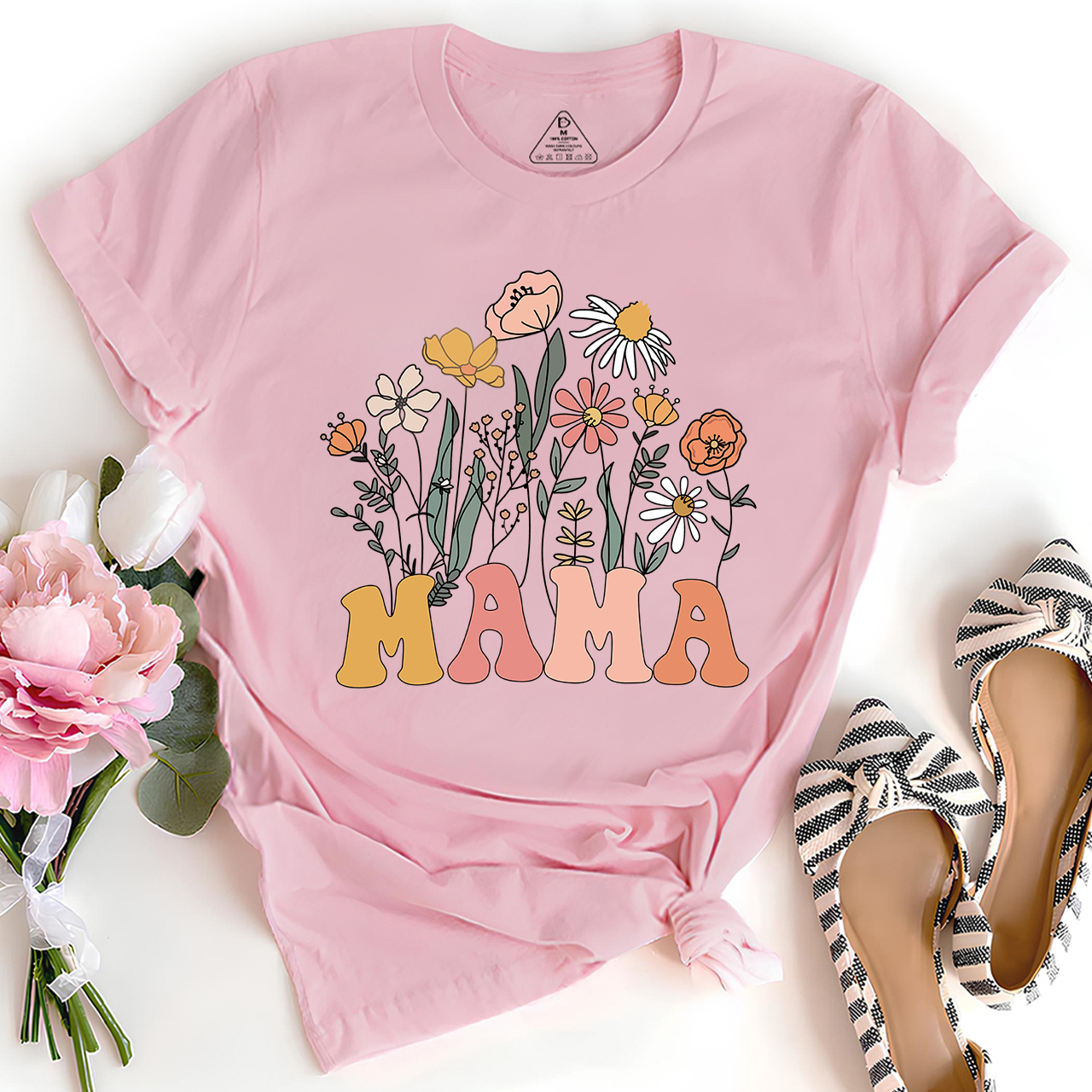 Retro Wildflowers New Mom Gift Shirt