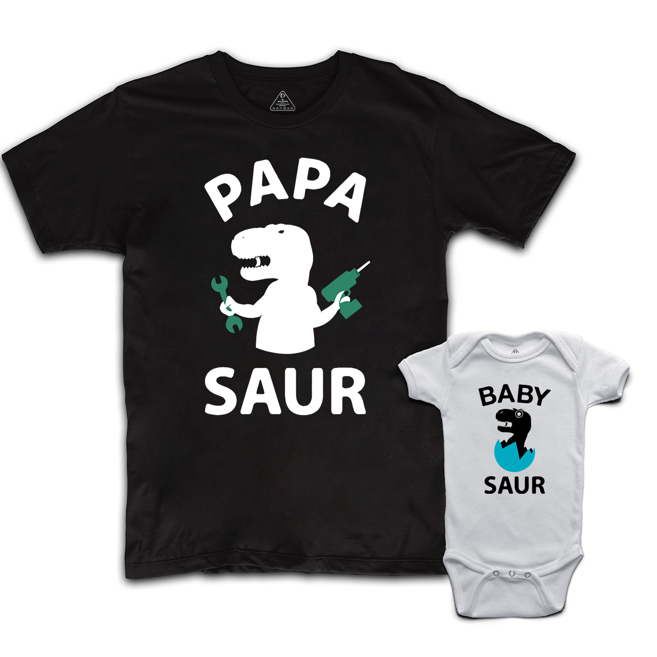 Trex Papa Baby Saur Dad and me Shirt & Baby Bodysuit