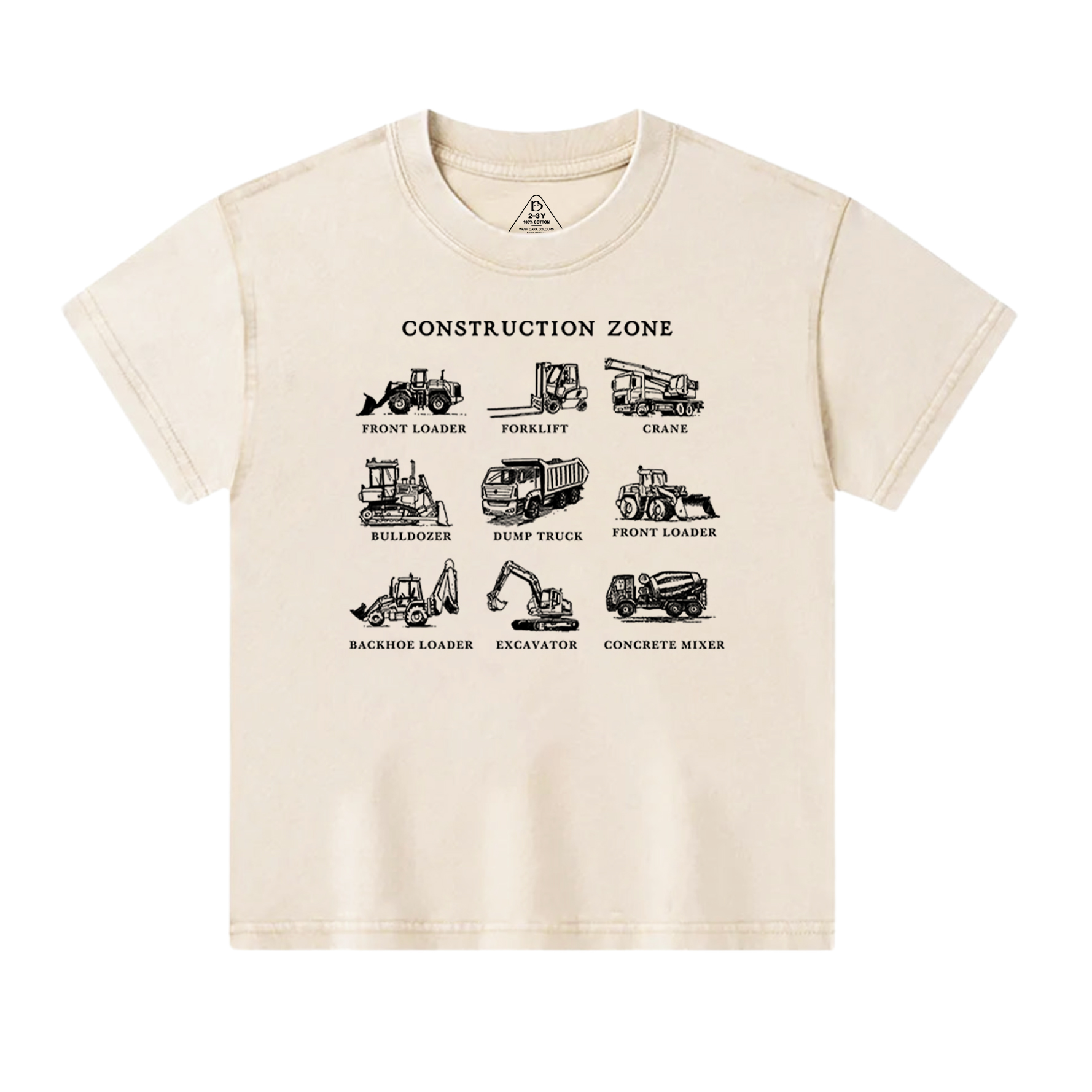 Construction Zone Toddler&Kids Washed Tees