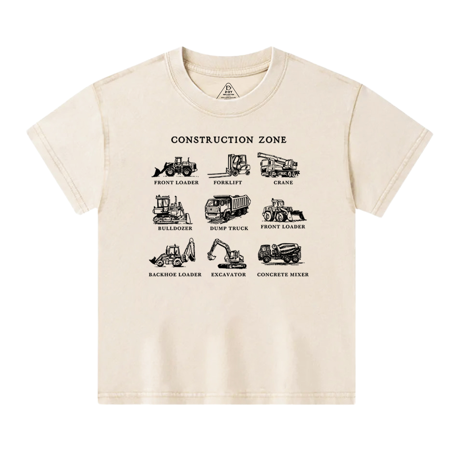 Construction Zone Toddler&Kids Washed Tees