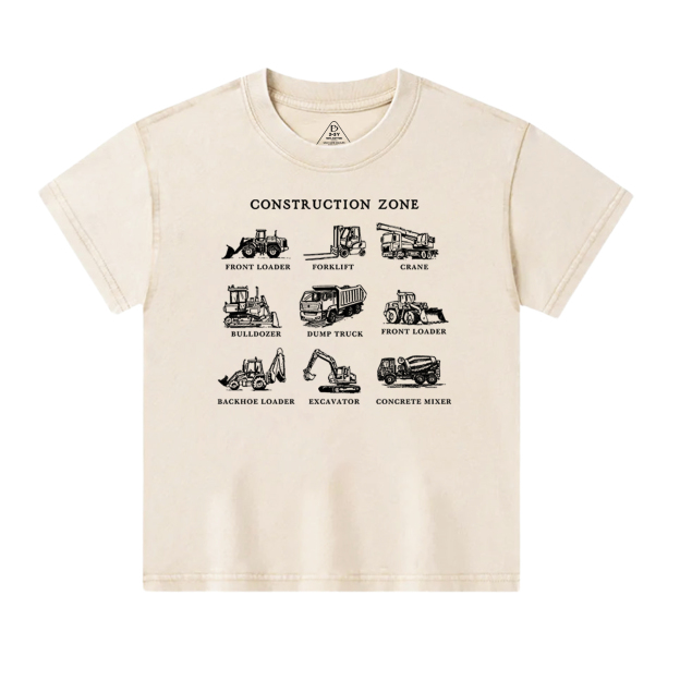 Construction Zone Toddler&Kids Washed Tees