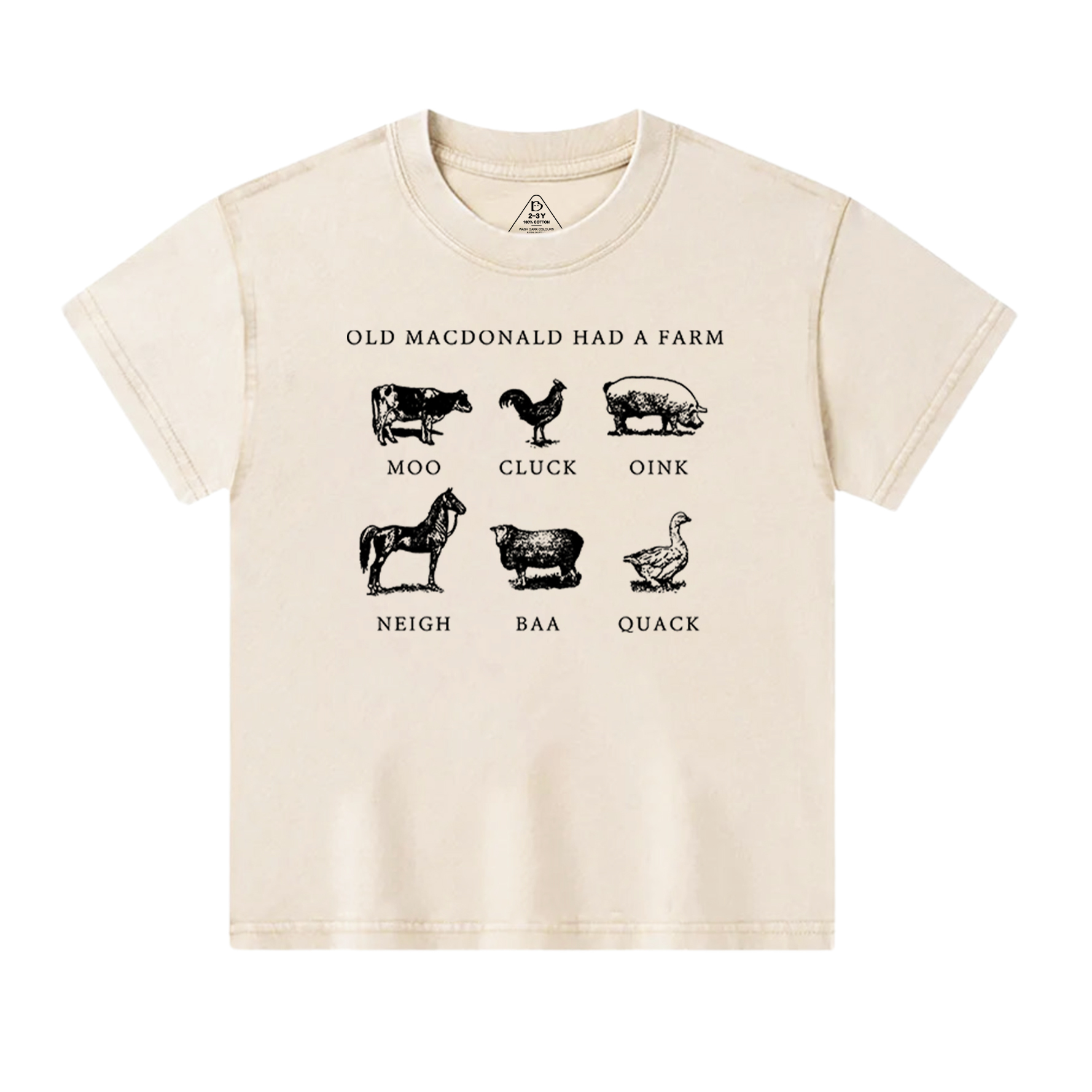 Had A Farm Kids Retro Natural Toddler&Kids Washed Tees