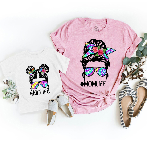 Messy Bun Mom And Daughter Matching Tees