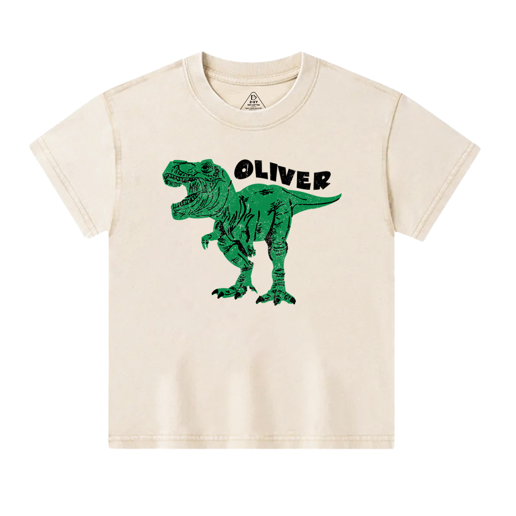  Personalized Dinosaur Toddler&Kids Washed Tees         
