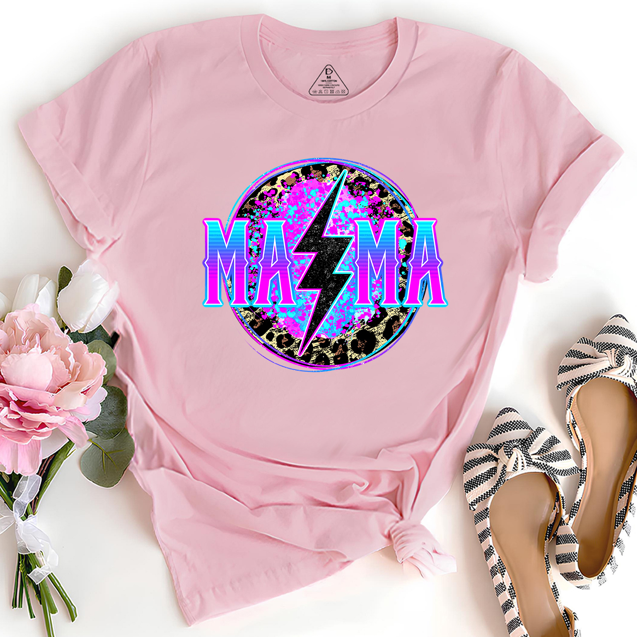 Mama Lightning Bolt Retro Leopard T-Shirt