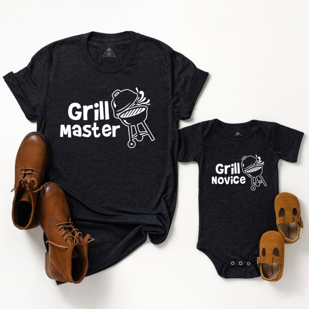 Grill Master Grill Novice Dad and me Matching Gift Shirt