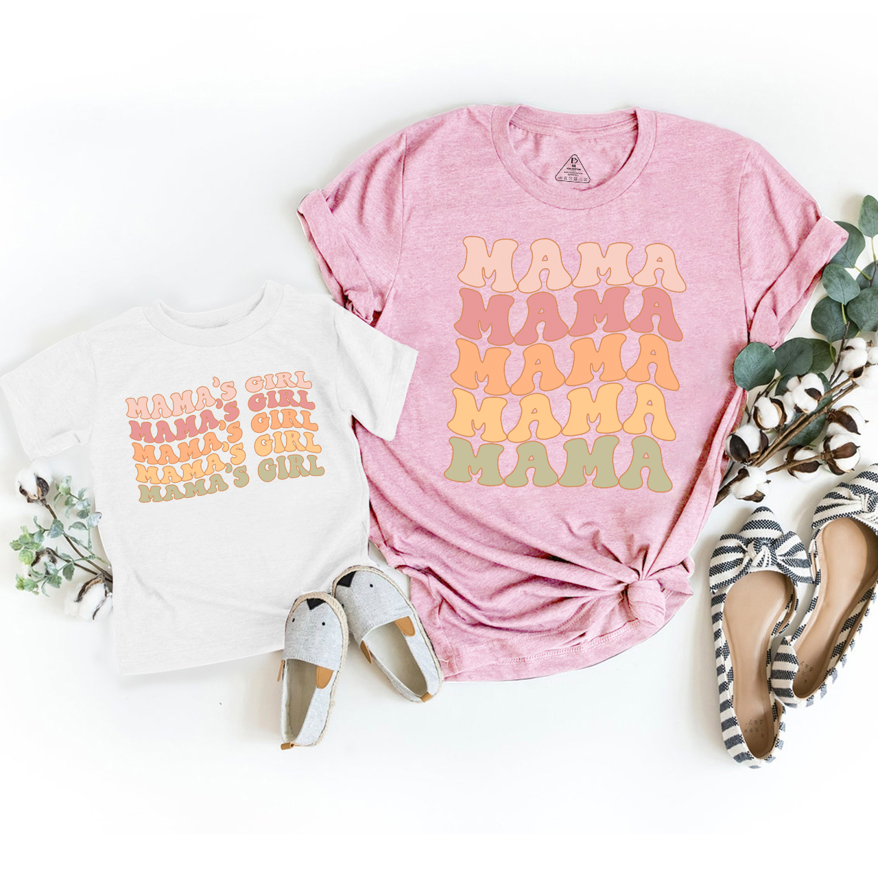 Neutral Boho Retro Mom And Me MatchingTees