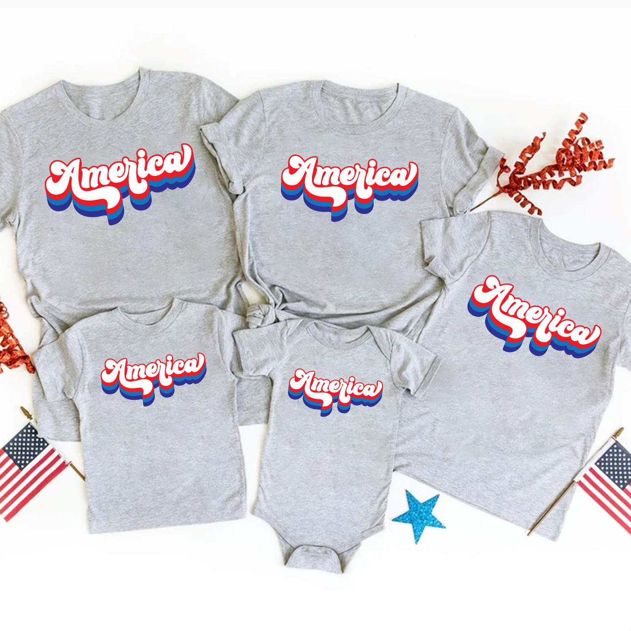 America Independence Day Family Matching Shirts