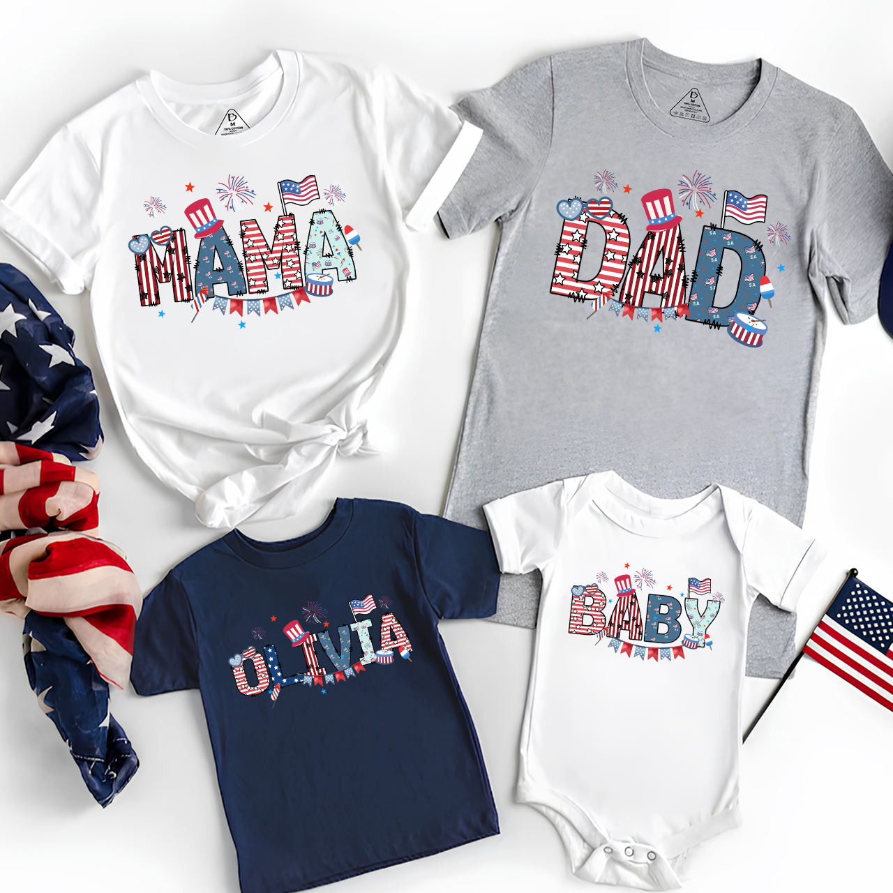 Personalized 4th Of July Patriotic Independence Day Family Matching Shirts