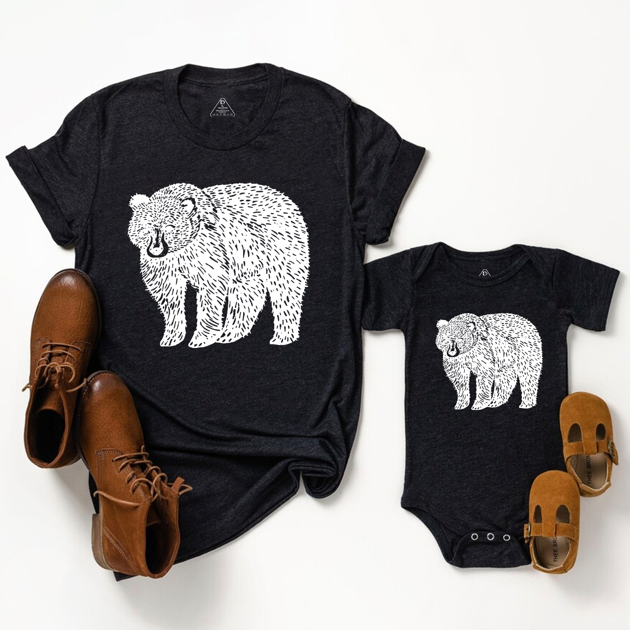 Organic Animal Bear Dad&Me Matching Shirts