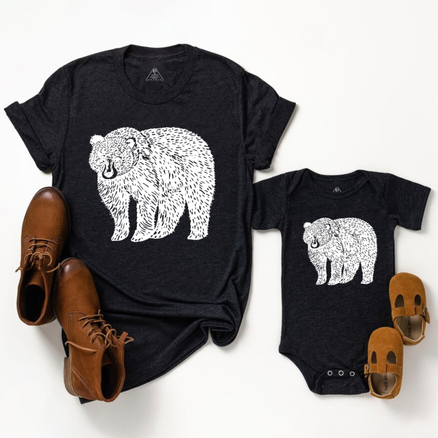 Organic Animal Bear Dad&Me Matching Shirts