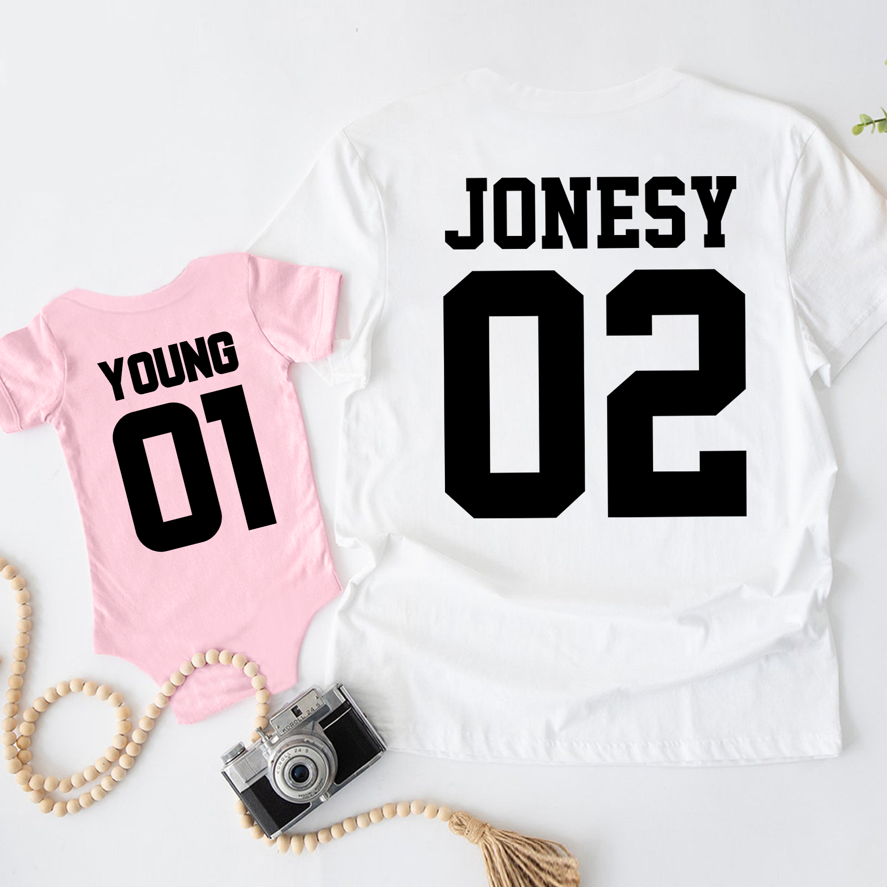 Matching Dad & Baby Personalized Last Name Shirt & Baby Bodysuit