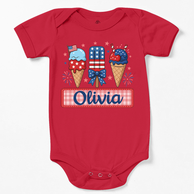 Personalized Name 4th Of July Bodysuit Beepumpkin