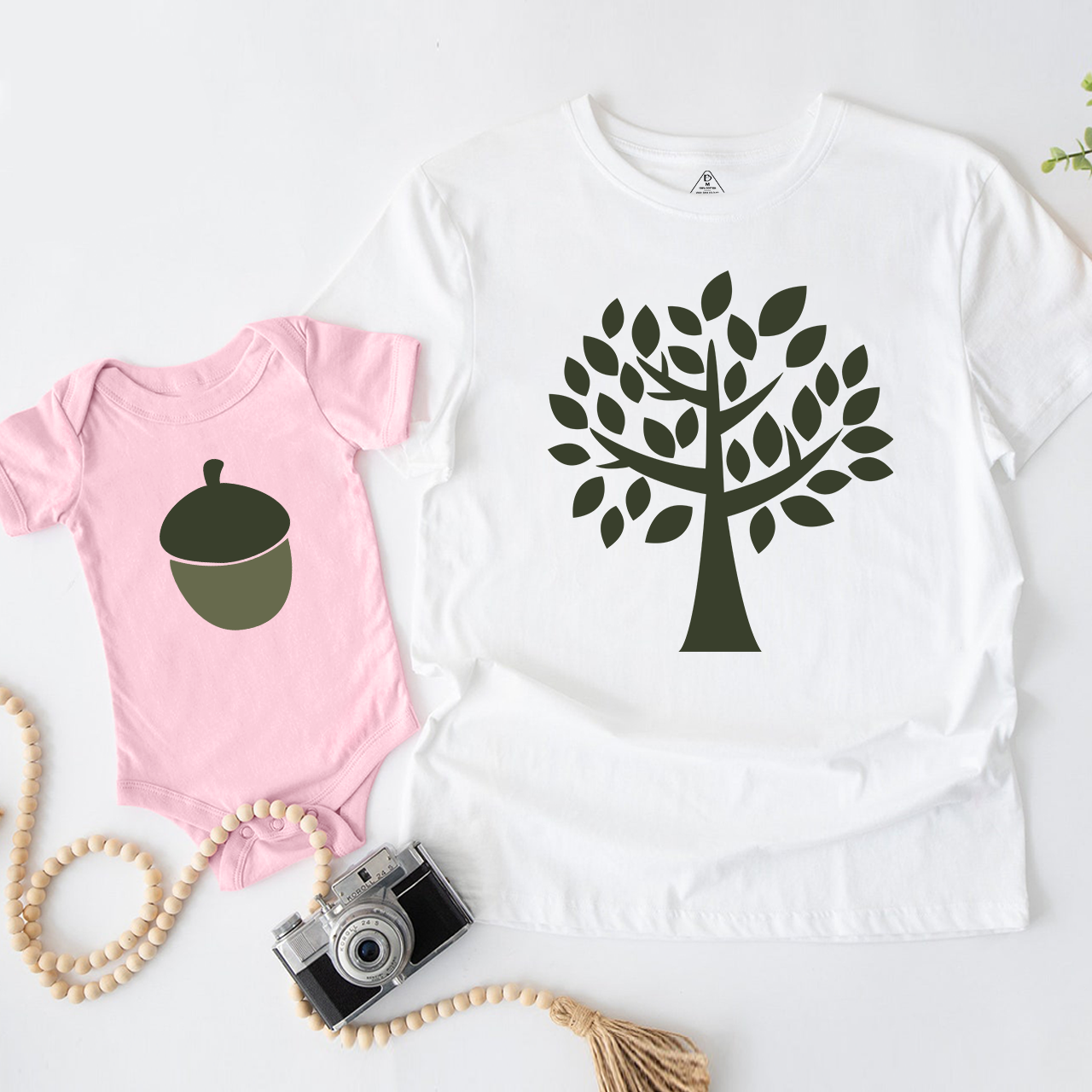 Tree And Acorn Shirts For Dad And Me
