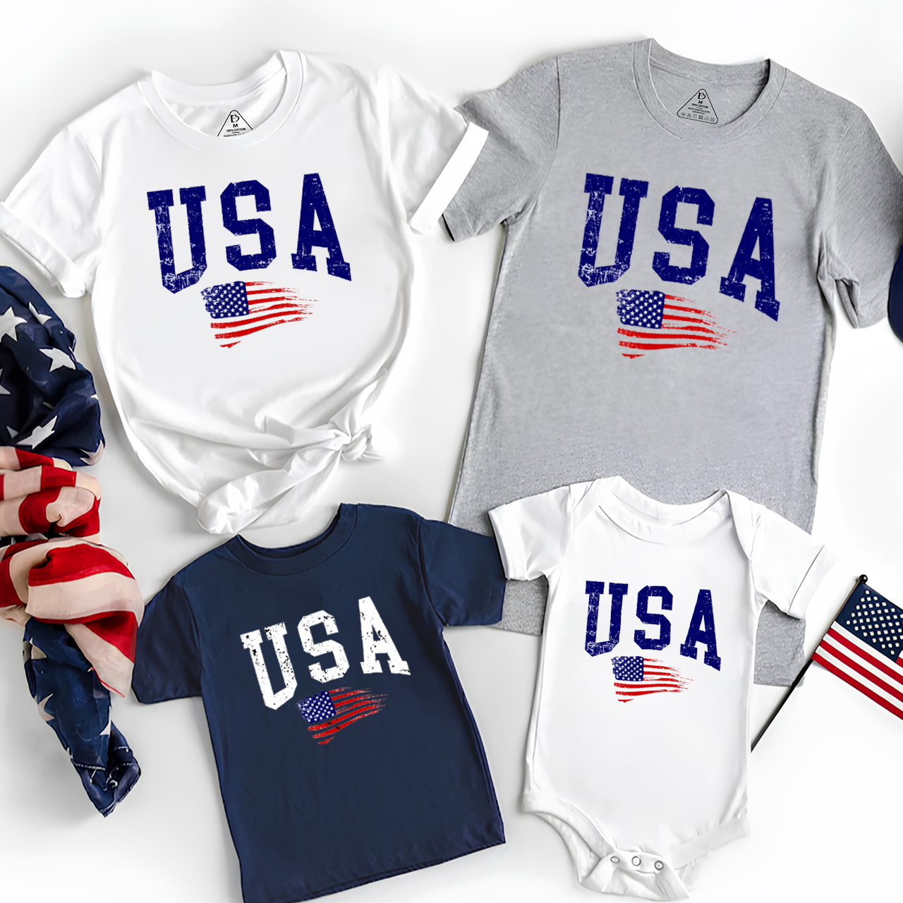 American Flag Independence Day Family Matching Shirts