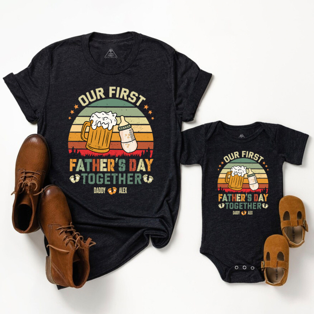 Personalized Our First Fathers Day Together Dad&Me Matching Shirts