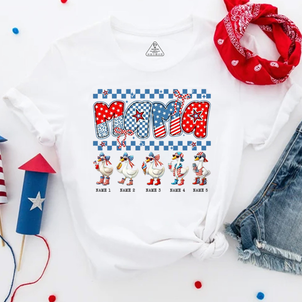 Personalized 4th Of July Mama Goose  T-Shirts
